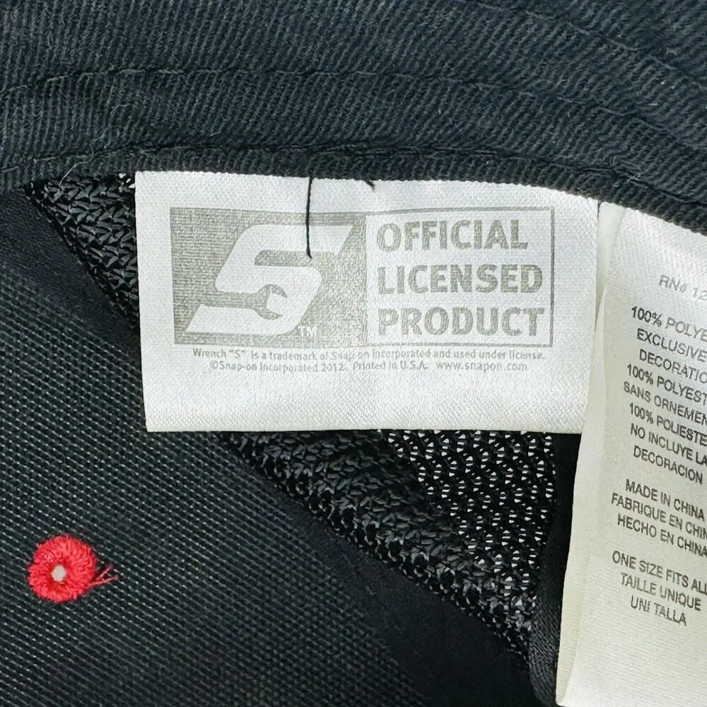 Snap-On Tools‎ Adjustable Strap Back Red Black Mesh Overlay Cap Hat